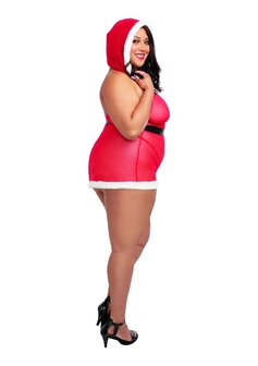 Santa Cutie - Transparant Speelpakje Kerstbabe - Kerst Outfit - Queen Size