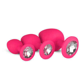 Siliconen Buttplug Met Diamant - Roze