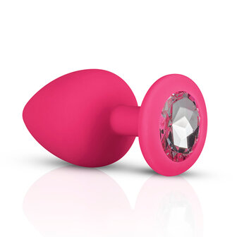 Siliconen Buttplug Met Diamant - Roze