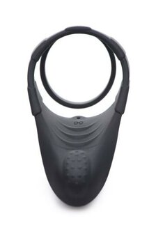 Vibrating Taint Stim Cock Ring - Zwart