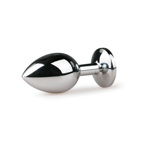 Metalen buttplug met roze kristal - zilverkleurig