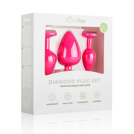 Siliconen Buttplug Met Diamant - Roze