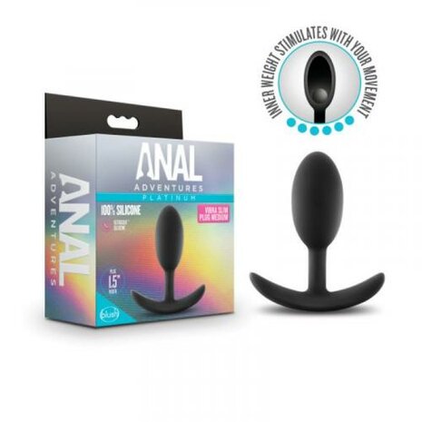 Anal Adventures Platinum - Vibra Slim Verzwaarde Anaal Plug -Medium